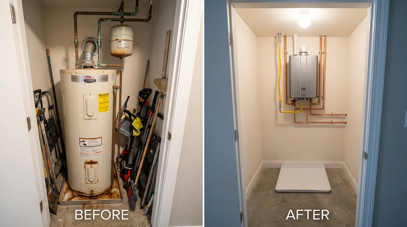 Tank water heater versus wall-mounted tankless unit comparison for John Day, OR homeowners